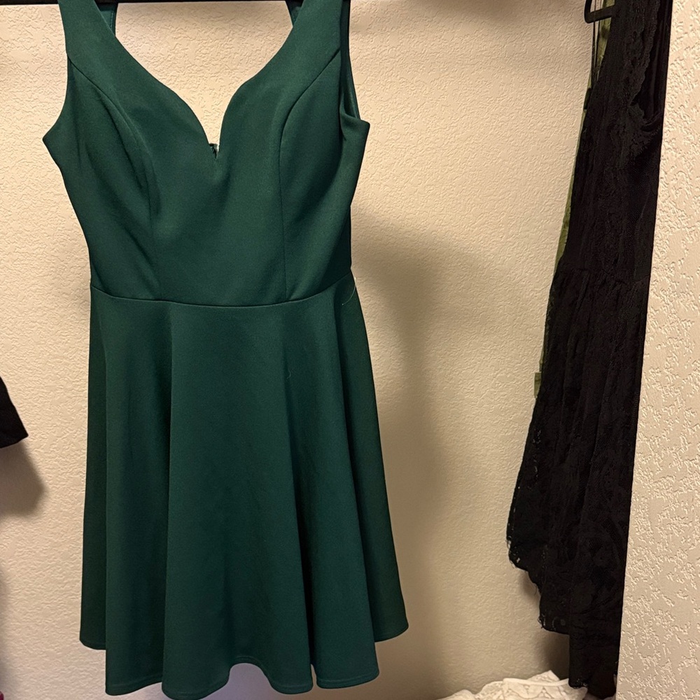B Darlin Forest Green Mini Dress